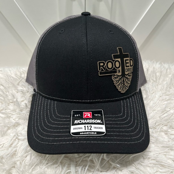 Laser engraved, Rooted in Christ. Richardson 112 trucker hat. - Picture 2 of 2